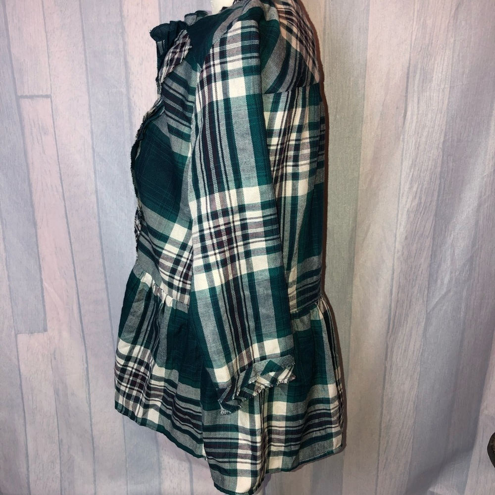 Knox Rose Peplum 3/4 Popover Ruffle Plaid Raw Hem - Picture 6 of 8
